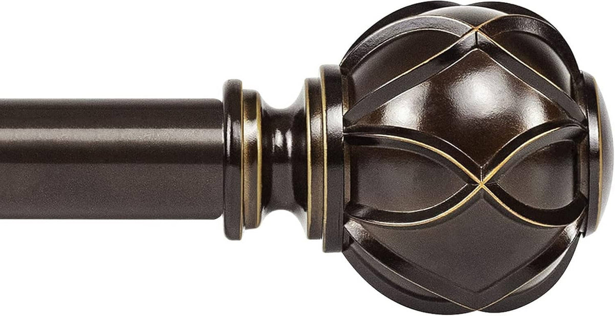 Close-up dark bronze finial with gold-trimmed diamond grooves and screw mount base