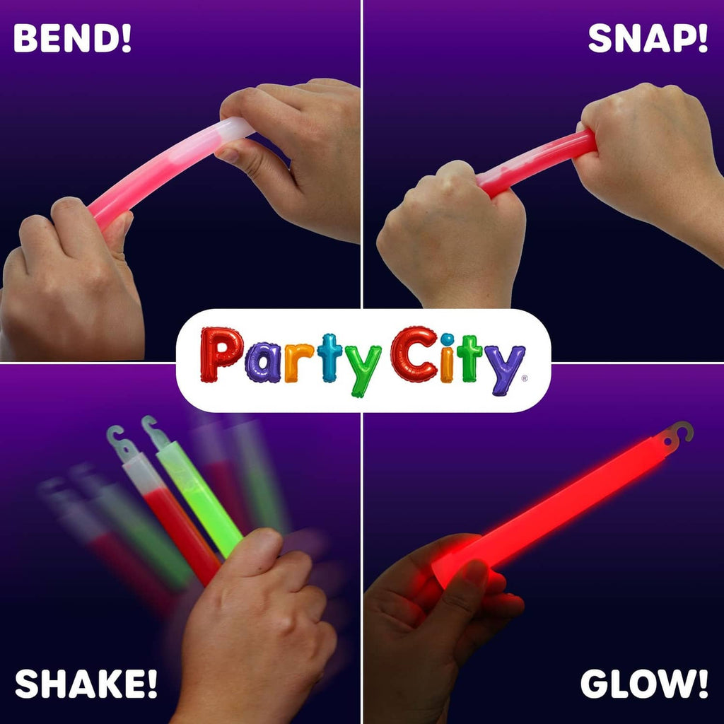 6-inch glow sticks showing bend and snap with red and pink tubes