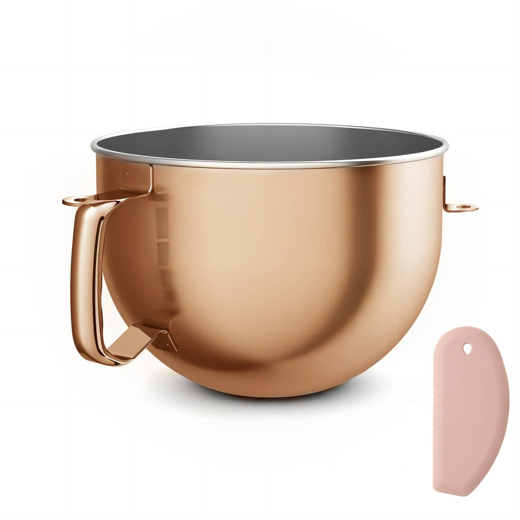 6-quart copper stainless steel mixing bowl with handles and brushed rim