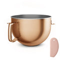 6-quart copper stainless steel mixing bowl with handles and brushed rim