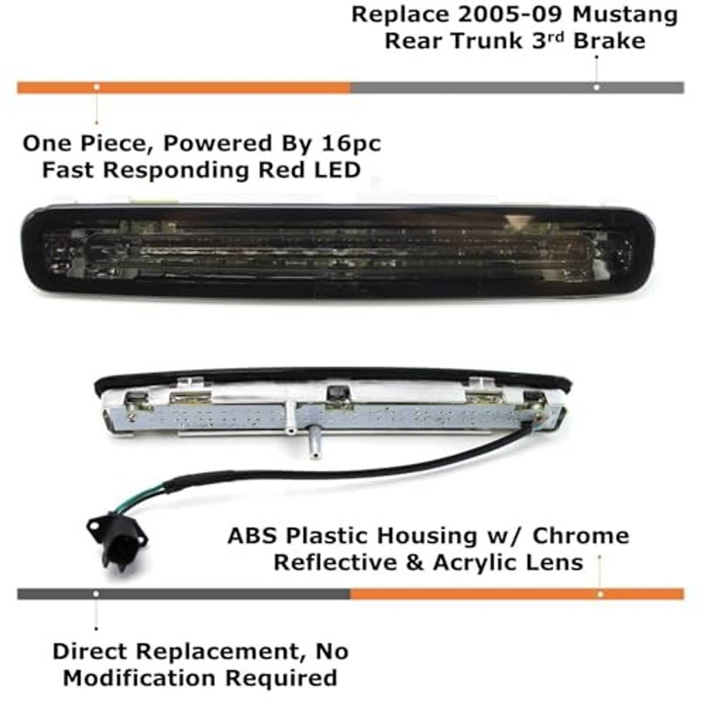 LED third brake light assembly with ABS housing, chrome reflective surface, acrylic lens