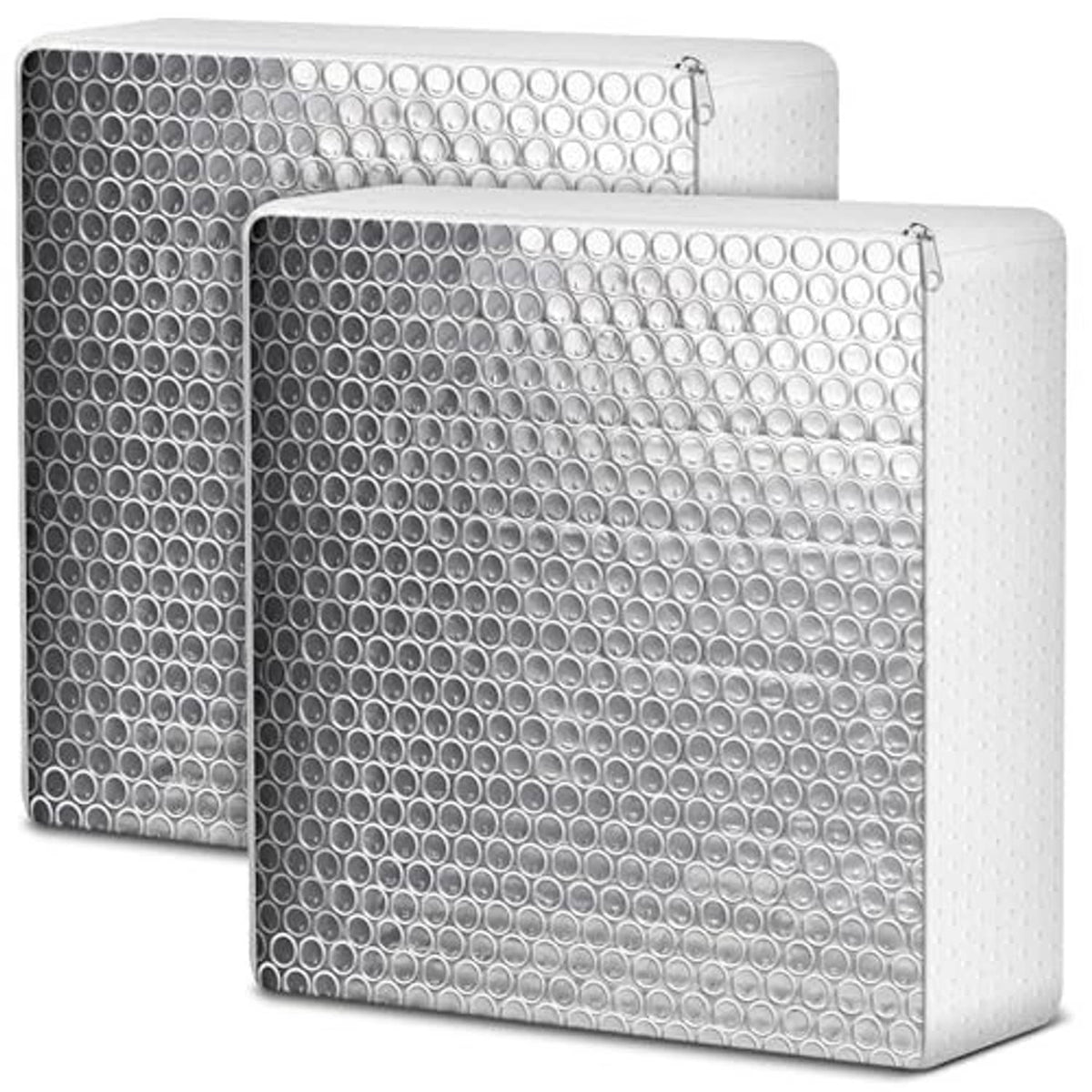 Two RV vent insulator covers, rectangular reflective bubble-foil panels with white foam sides