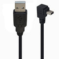 Black 90-degree mini USB extension cable with USB-A and angled mini USB-B male plugs