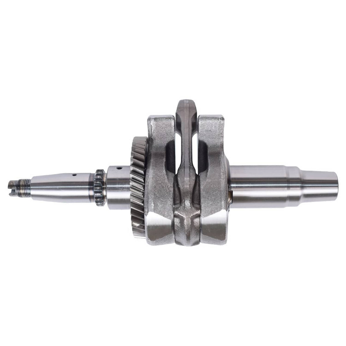 ATV crankshaft with gear wheel, steel shafts, and crank support