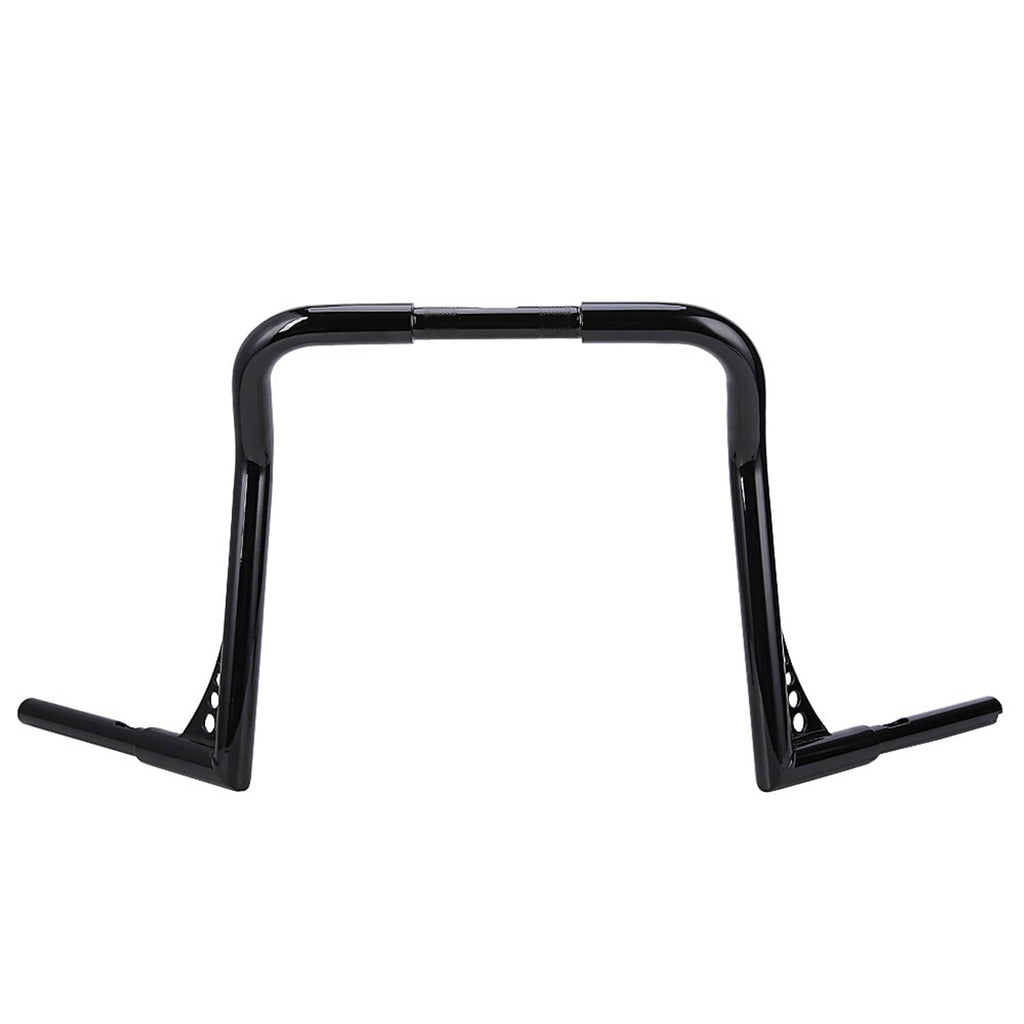 Motorcycle monkey bar handlebar in black with curved frame and two end grips