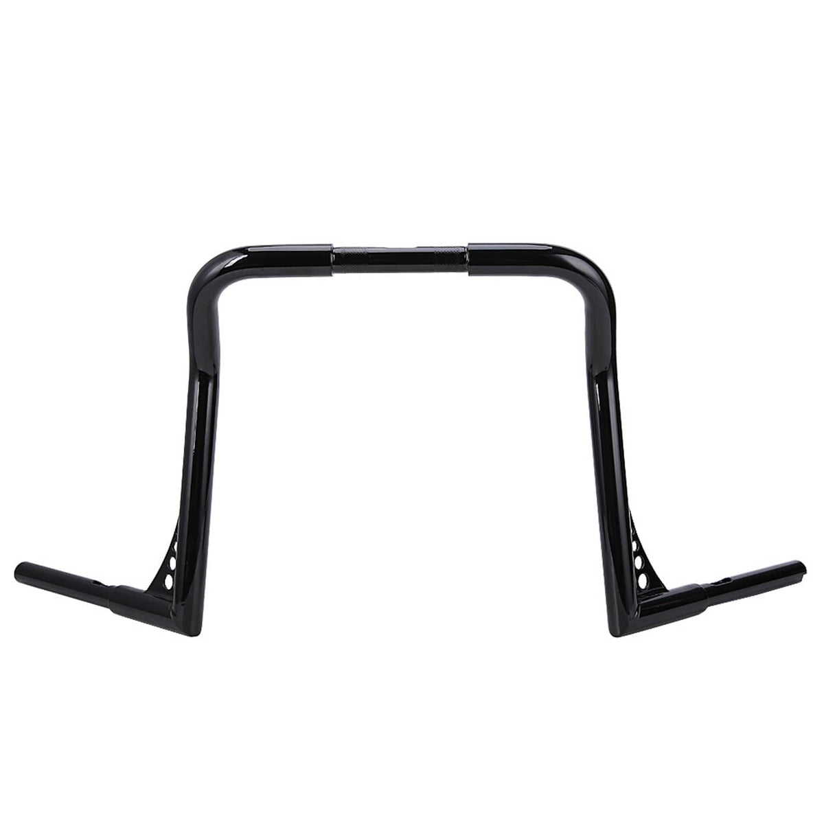 Motorcycle monkey bar handlebar in black with curved frame and two end grips