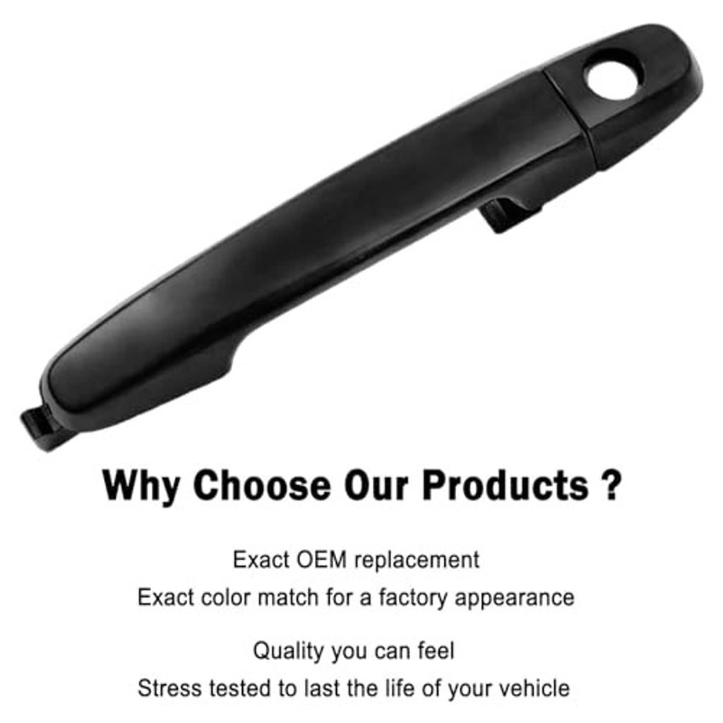 Front exterior door handle, dark black finish, with round keyhole opening