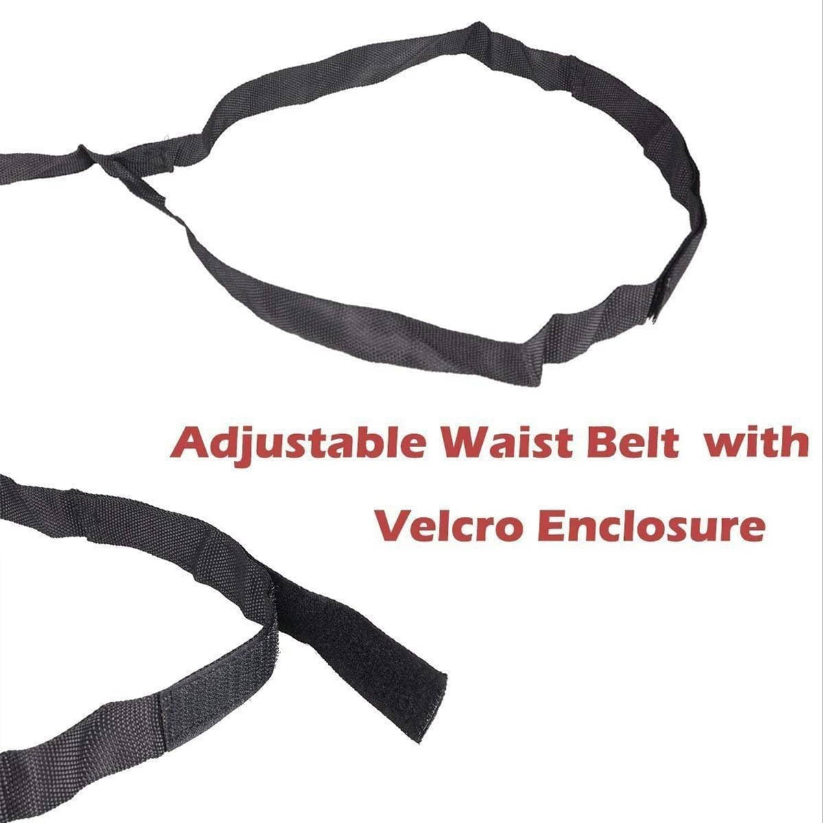 Adjustable black waist belt with Velcro closure straps