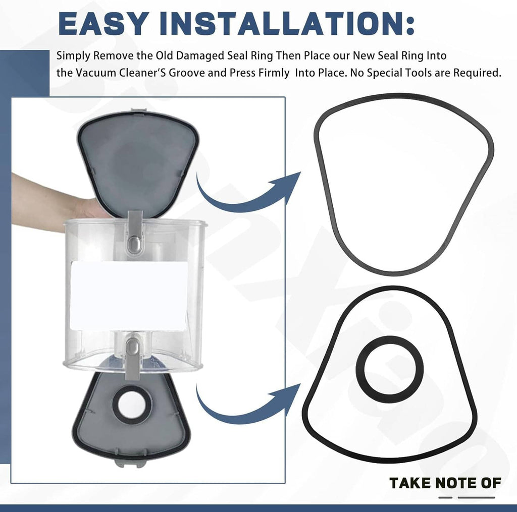 Triangular vacuum dust bin gasket seal with round center opening