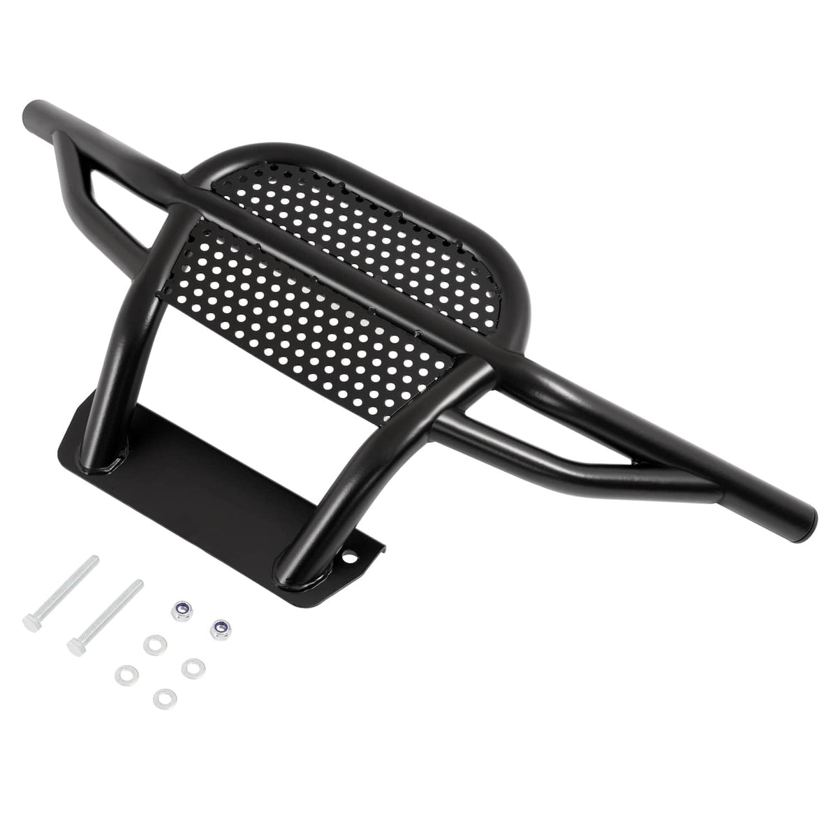 Black brush guard with perforated mesh and front lower bracket