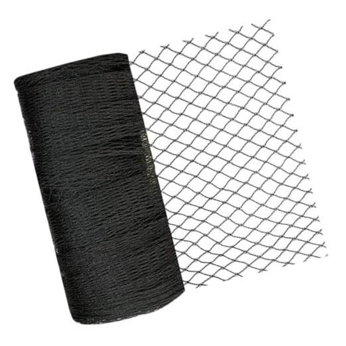 Black woven bird netting roll with 1/2-inch square mesh
