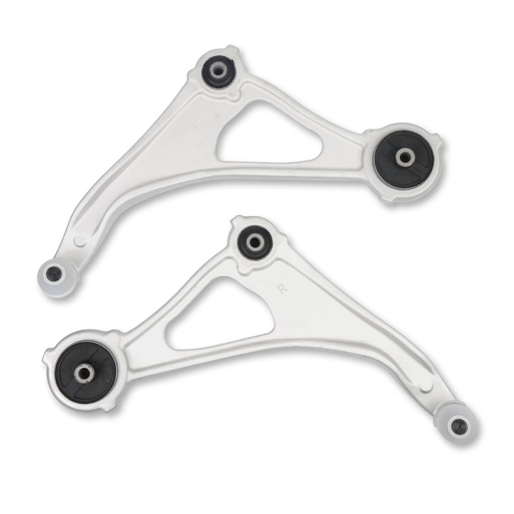 White front control arm assembly with three rubber bushing mounts and brackets