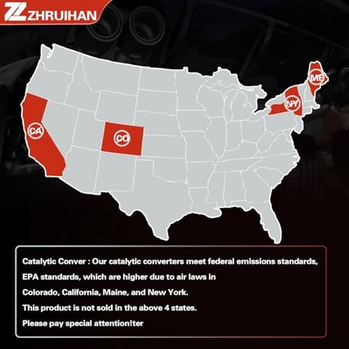 Exhaust muffler kit compatibility map graphic with highlighted U.S. states