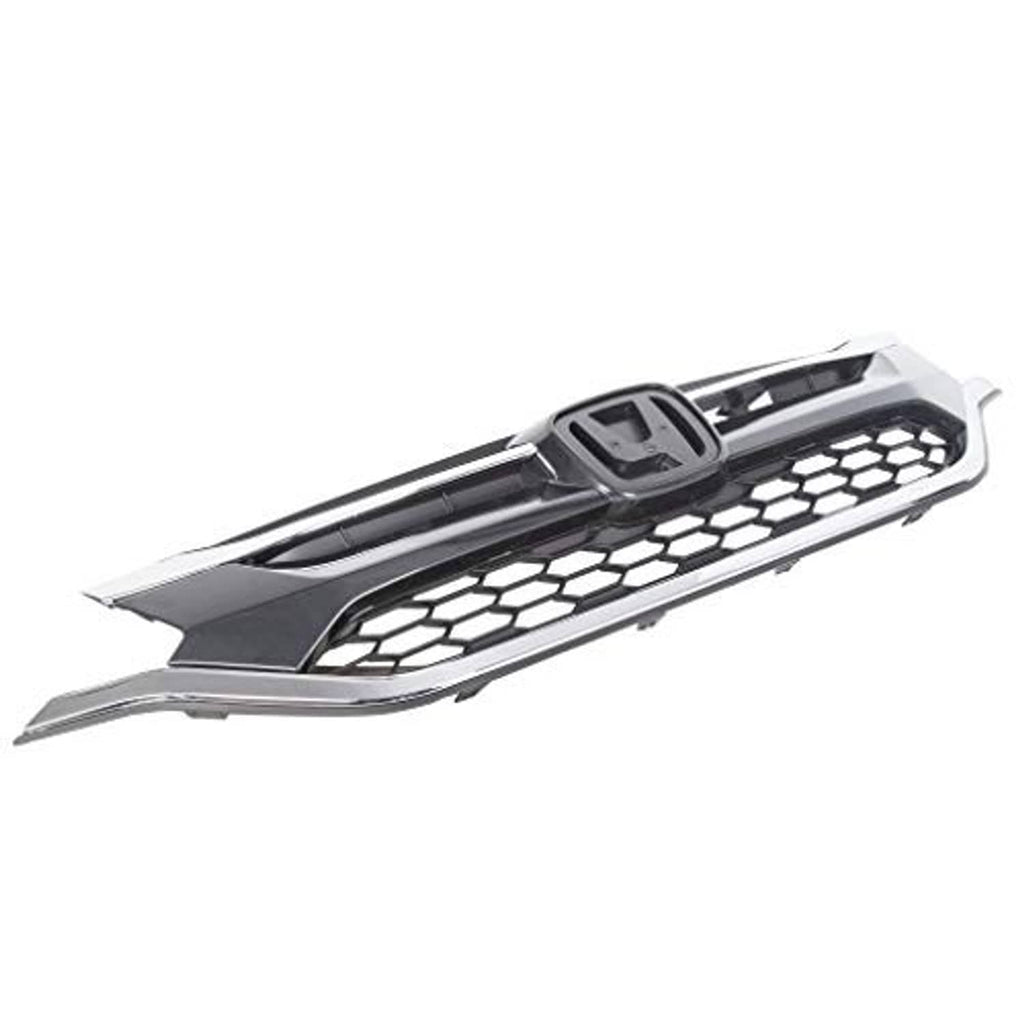 Front grille insert with black honeycomb pattern and silver edges
