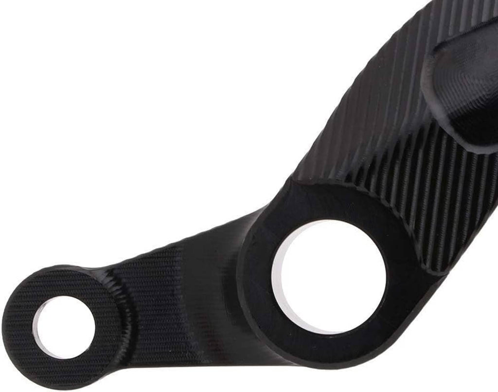 Textured black folding brake pedal lever arm with round cutout mounting area