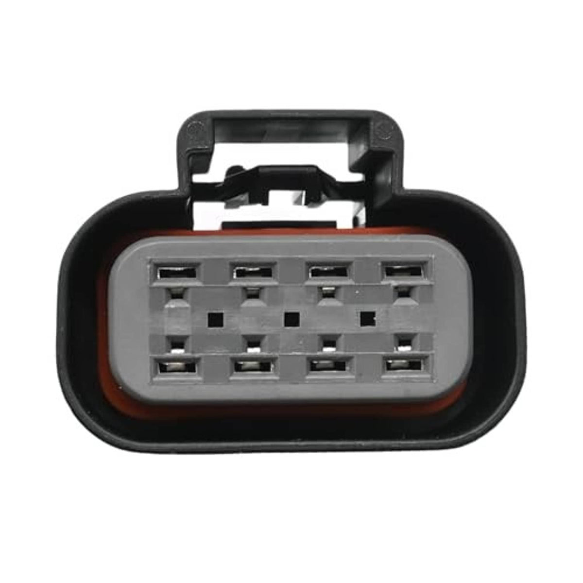 Transfer case shift motor connector, grey multi-pin interface with black frame and orange ring