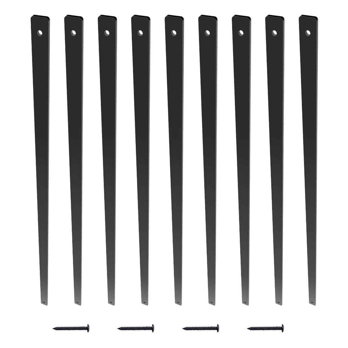 Matte black aluminum deck balusters, 72 pack of slim spindles with mounting holes
