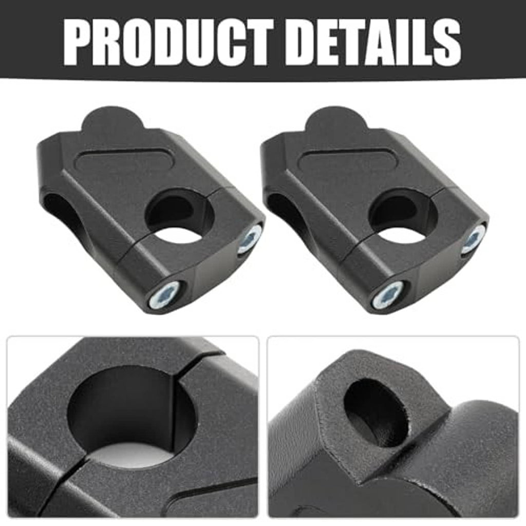 Black bar riser clamp details, center bore and textured mounting surface