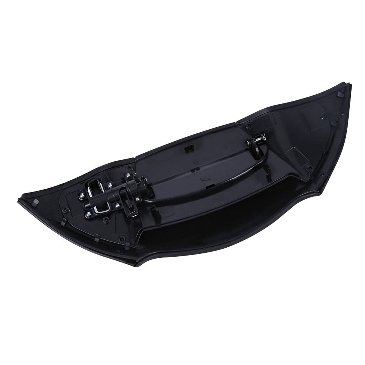 Black underside of air duct fairing cover showing metal brackets and fasteners
