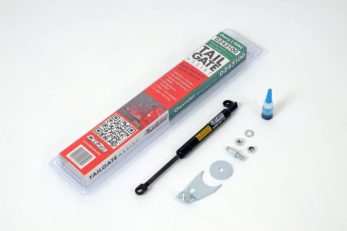 Tailgate assist kit with strut, brackets, and installation hardware
