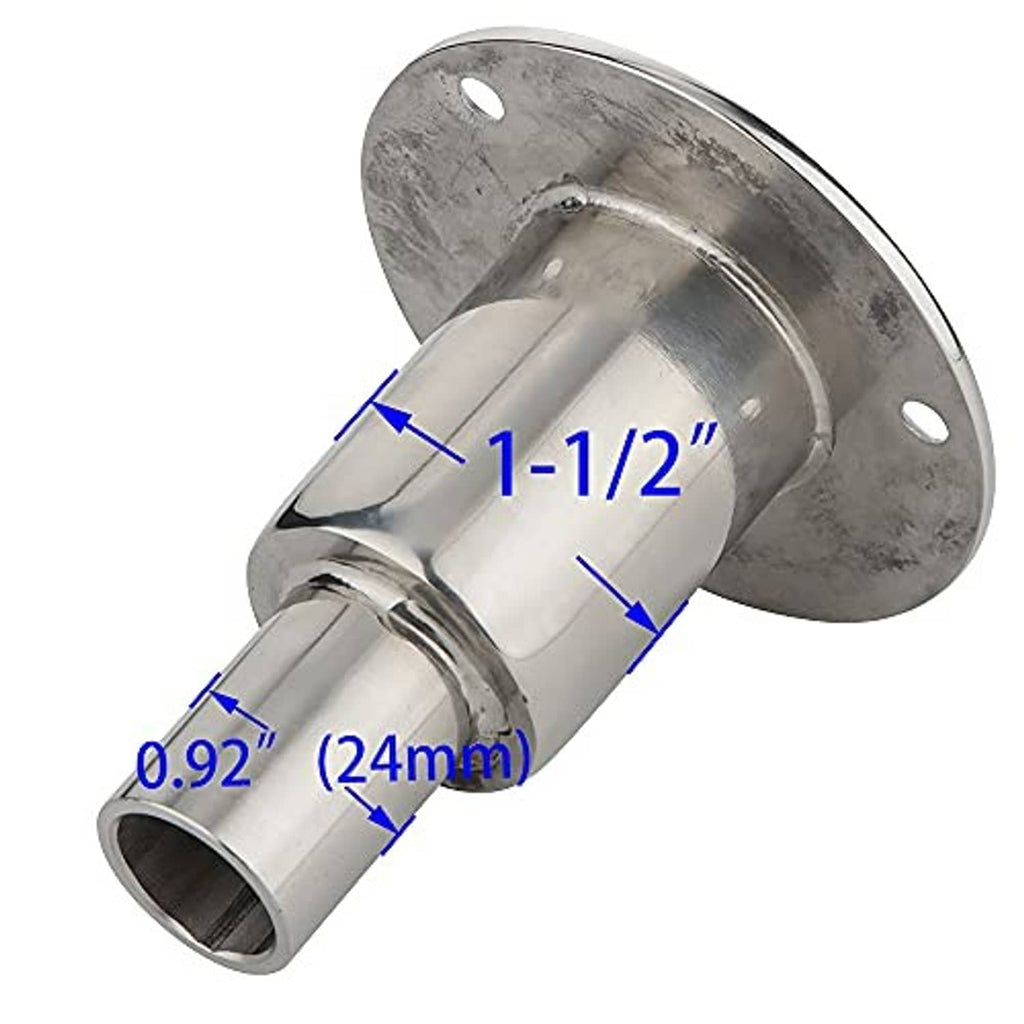 Stainless steel thru-hull exhaust fitting with 24mm tube diameter and round mounting flange