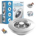 Stainless steel kitchen sink drain strainer with pop-up stopper and removable basket