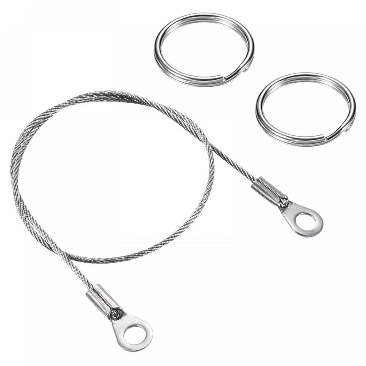 Stainless steel lanyard cable set with twisted wire and eyelet end loops