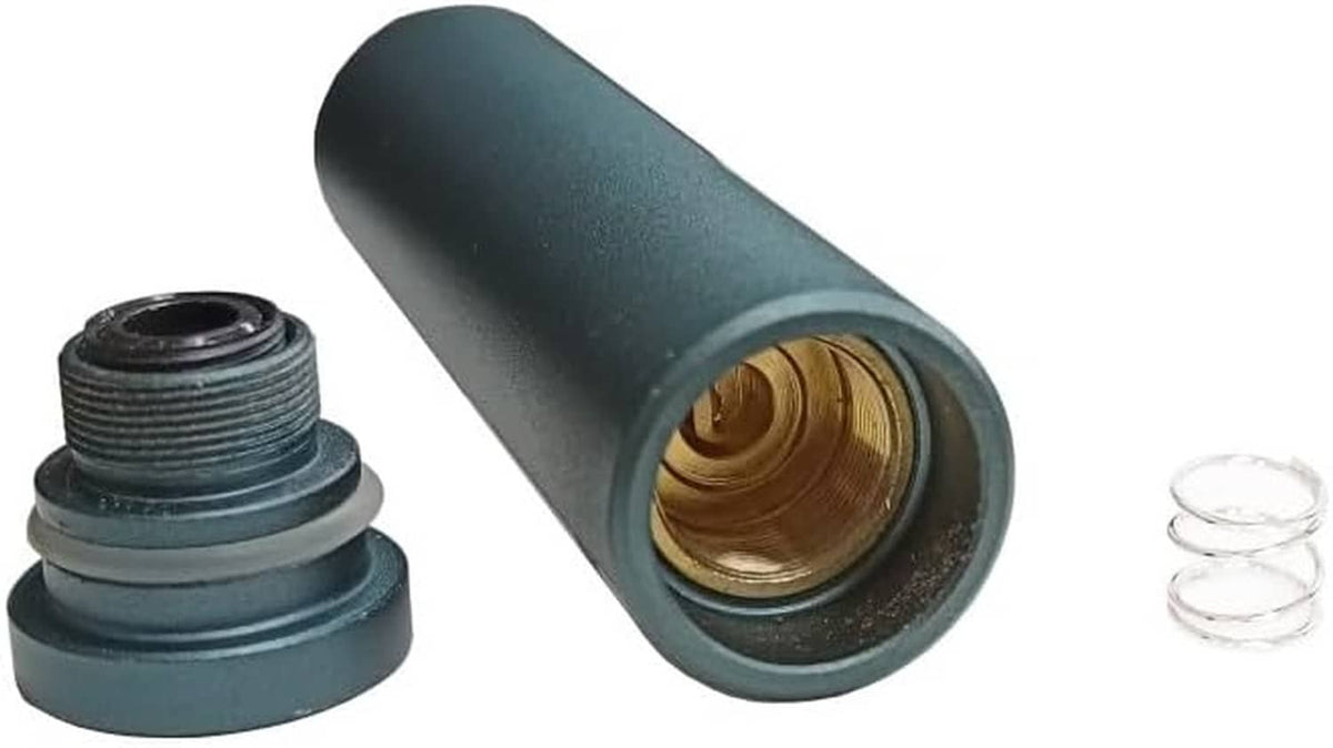 Cylindrical laser housing with threaded ring and brass inner aperture