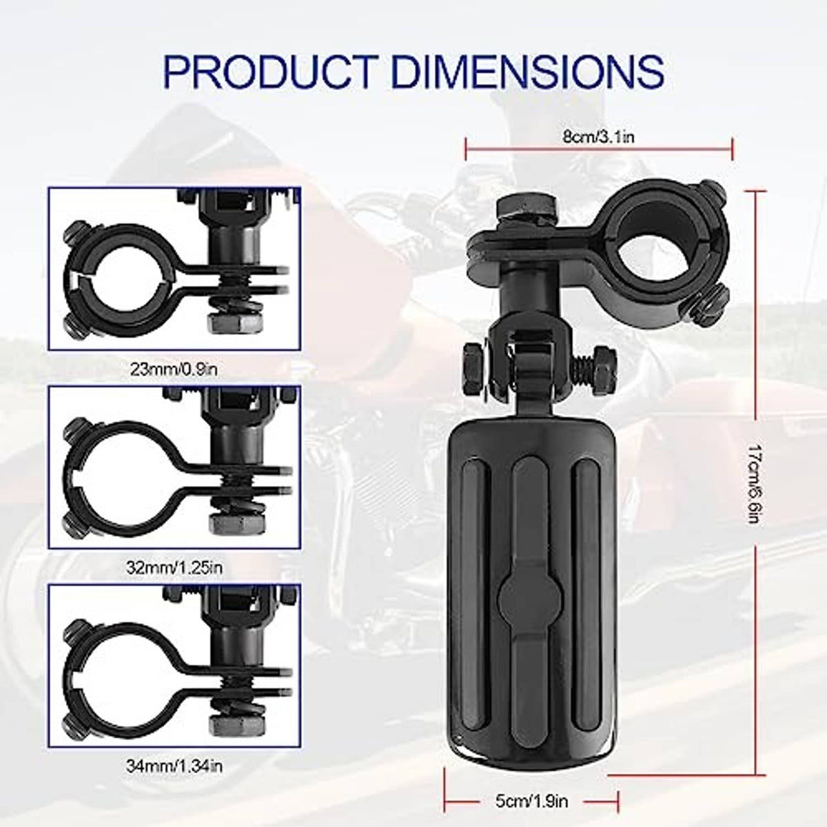 Black foldable motorcycle foot peg assembly with mounting bracket and slotted step plate