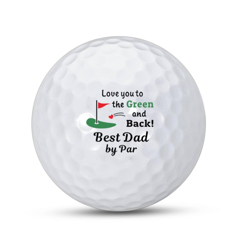 White golf ball with "Best Dad by Par" gift message