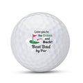 White golf ball with "Best Dad by Par" gift message