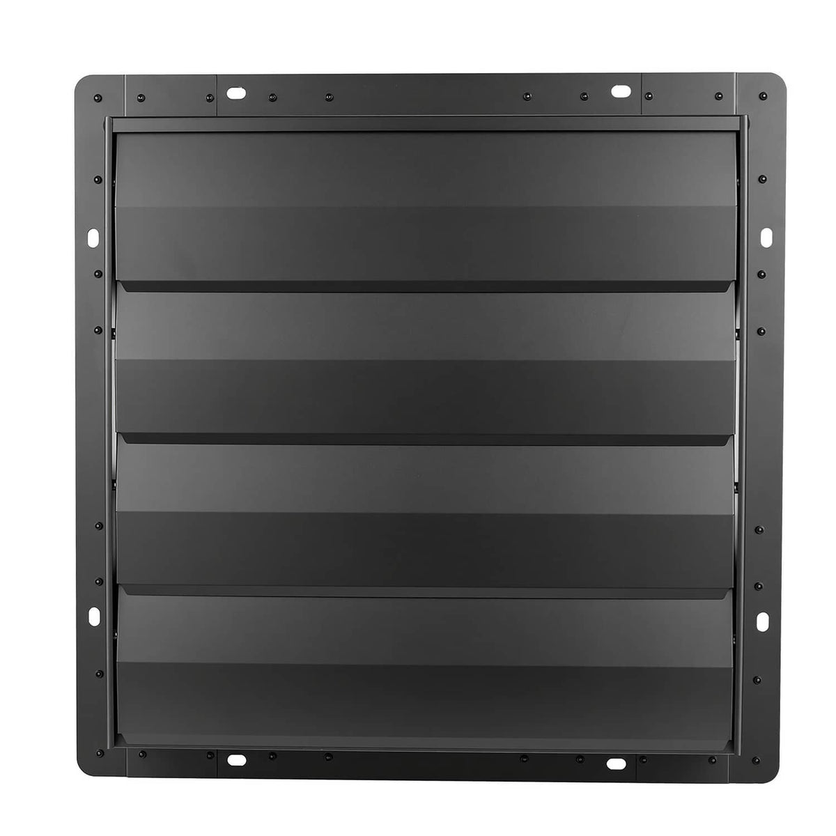 20 in wall-mount shutter exhaust fan with rectangular grille cover and four horizontal louver panels