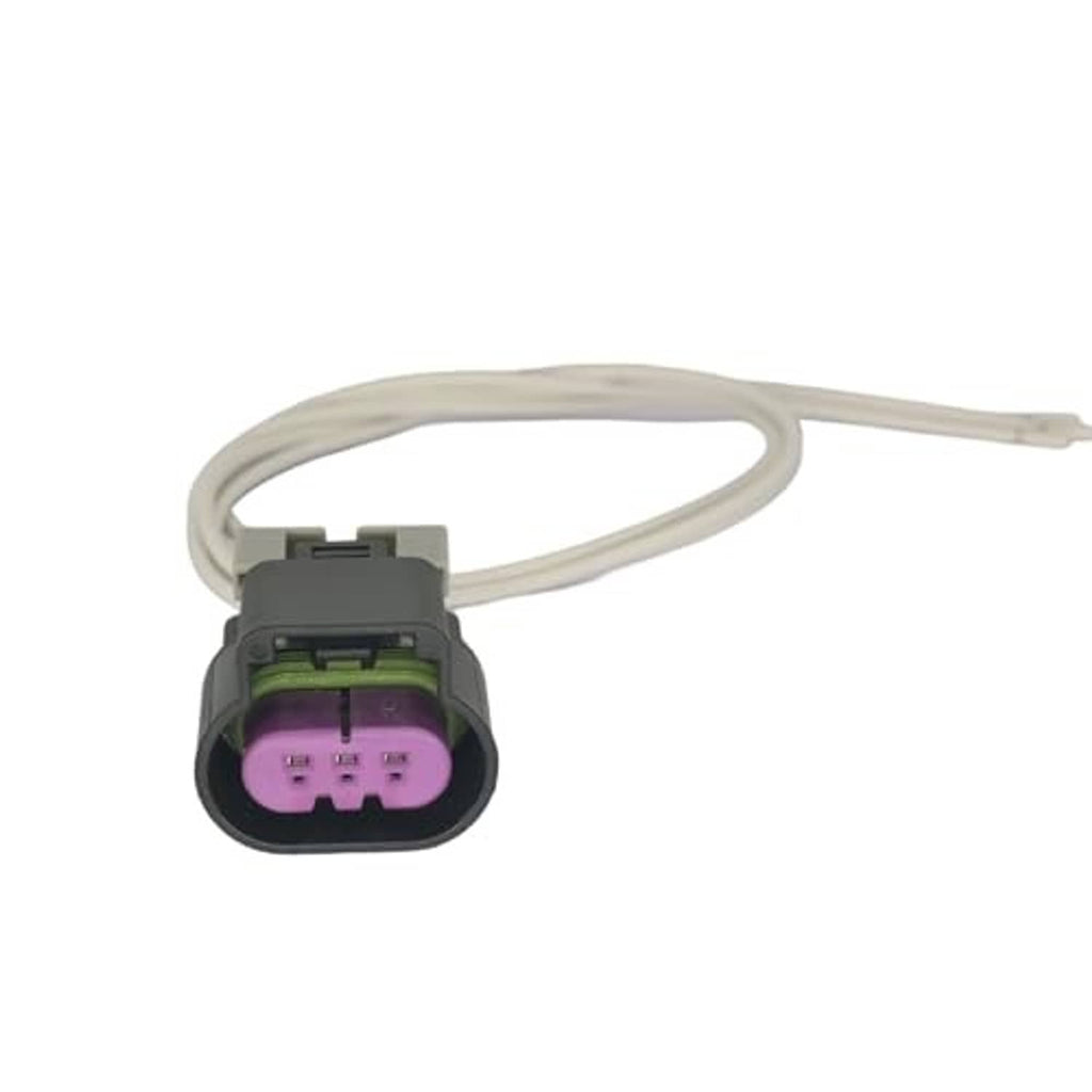 Throttle sensor connector pigtail with purple 3-pin face and three light wire leads