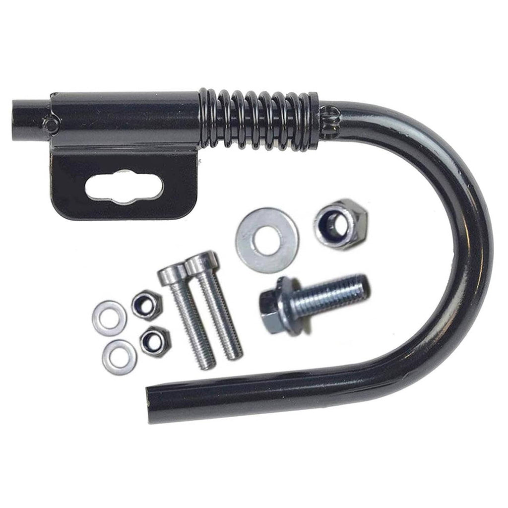 U-shaped hanger hook with coiled spring and mounting hardware pieces