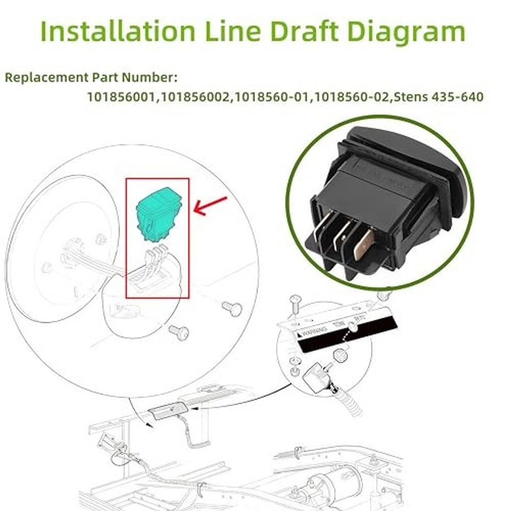 Forward/reverse switch inset in an installation diagram with wiring connections