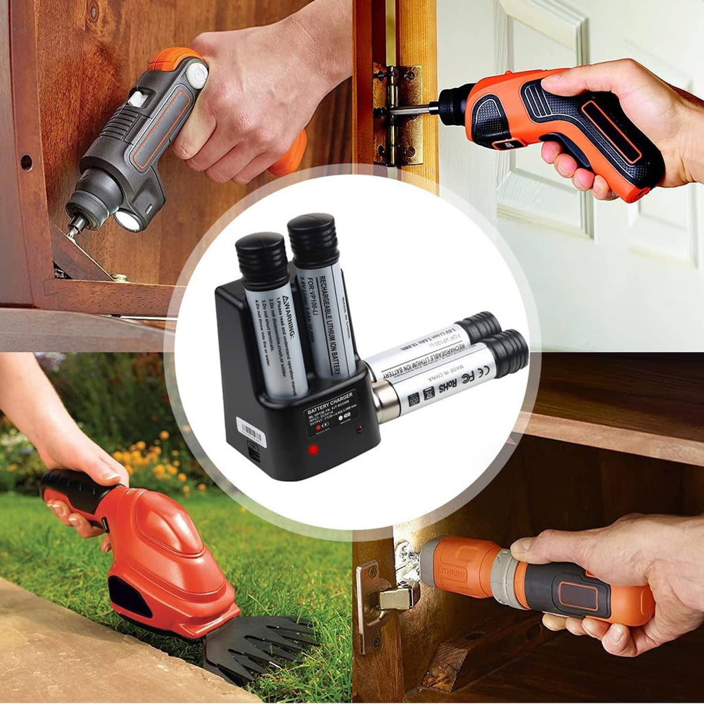3.6V lithium battery replacement kit with charger dock and two cells for cordless tools