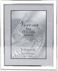 Silver plated metal picture frame with white enamel trim, rectangular for 8x10 photo