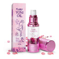 Pink feminine care oil bottle with metallic pump and matching pink box, 30 ml