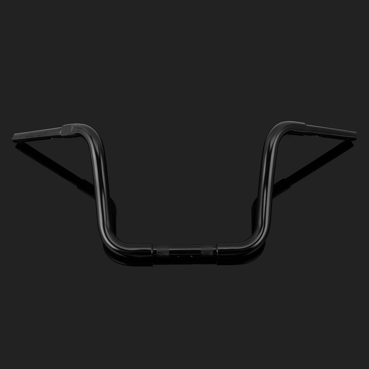 Black ape hanger handlebar, front-facing silhouette with angled end bends