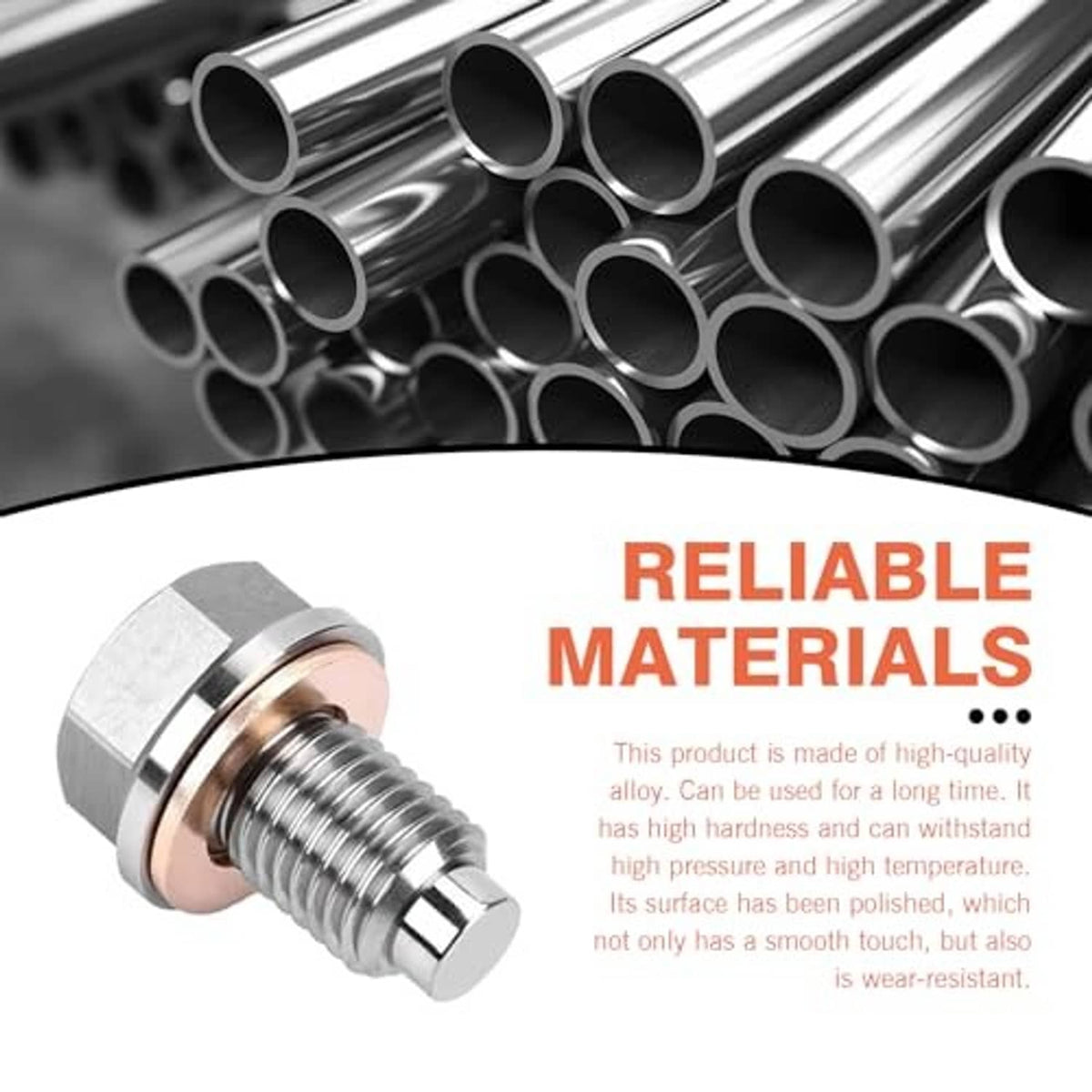 Magnetic oil drain plug with serrated threads and copper sealing washer