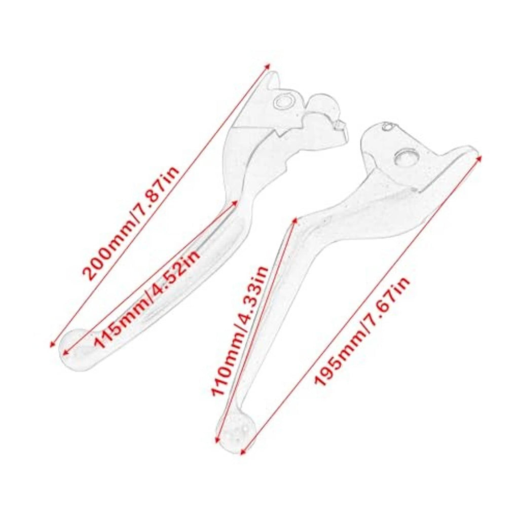 Brake and clutch lever set, silver-colored metal levers with mounting holes