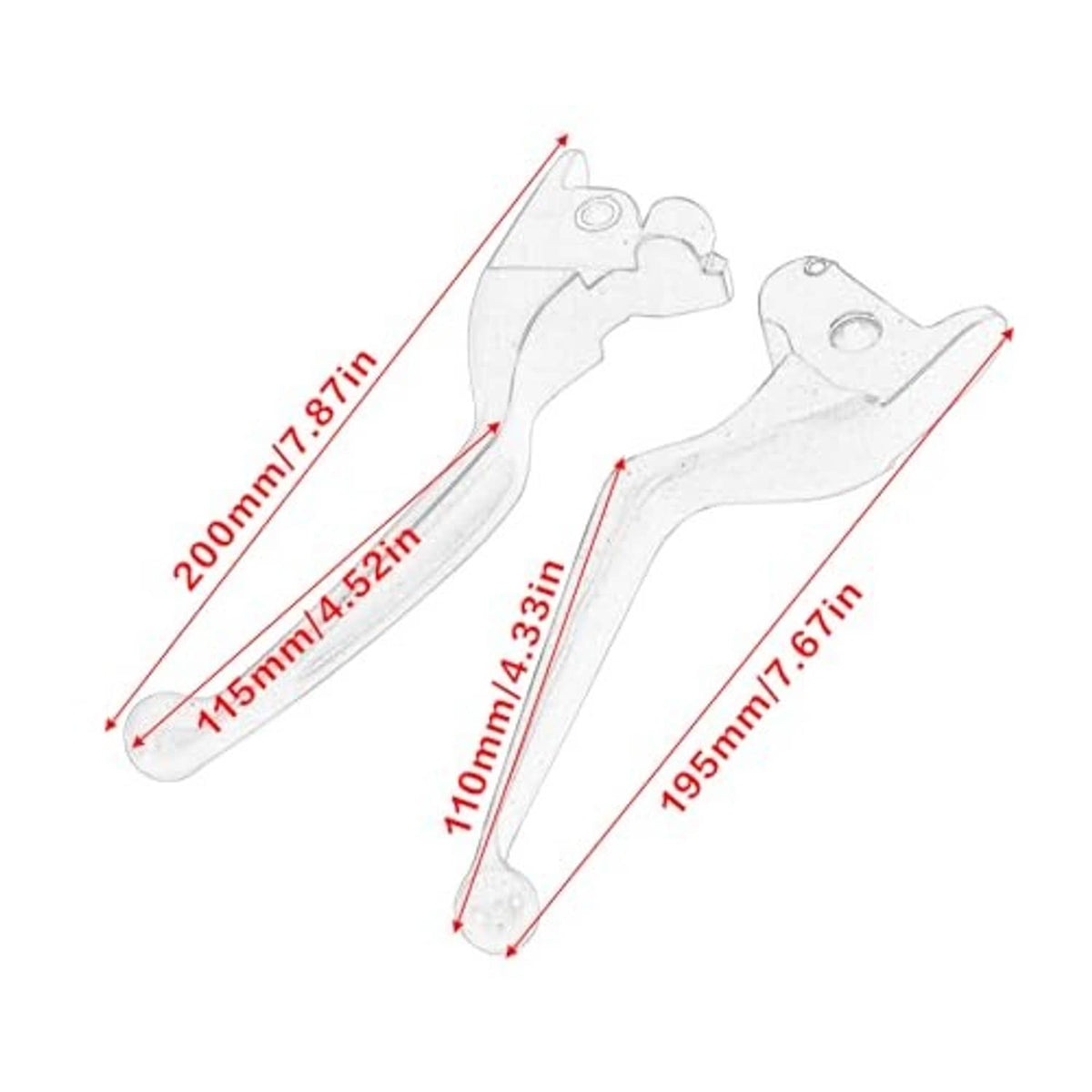 Brake and clutch lever set, silver-colored metal levers with mounting holes