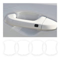 Transparent car door handle protector for white handle, small black square detail