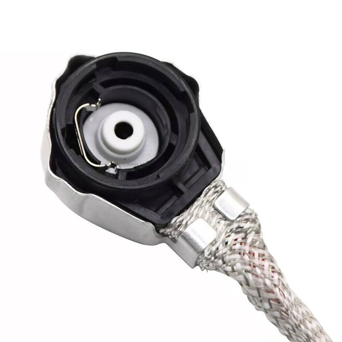 HID xenon bulb socket with braided cable and black housing