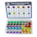 50pcs low-profile mini blade fuse kit with color-coded fuses in plastic organizer