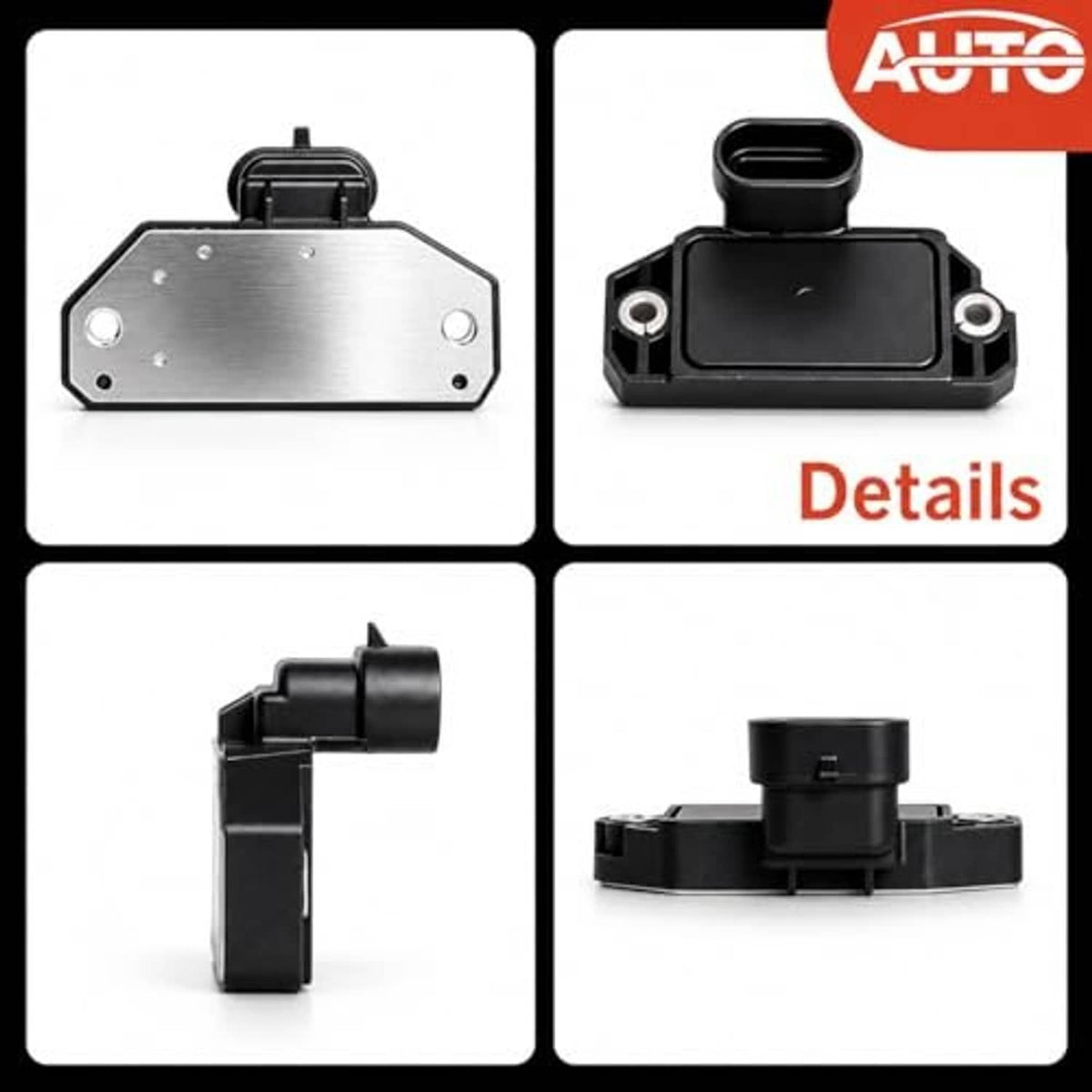 Ignition control module details collage showing front, side, and plug connector