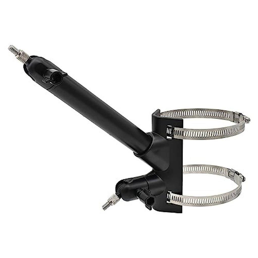 Black 2-in-1 pole mount with two adjustable metal bands and 1/4-inch mounting screws