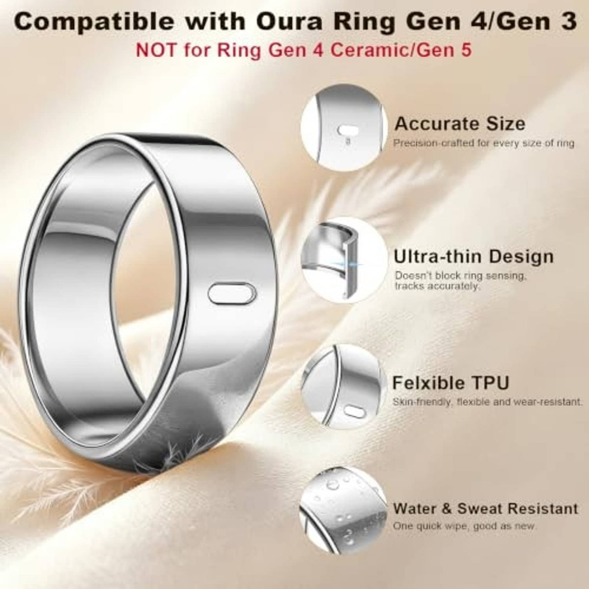 Silver TPU ring cover with oval cutout for the sensor