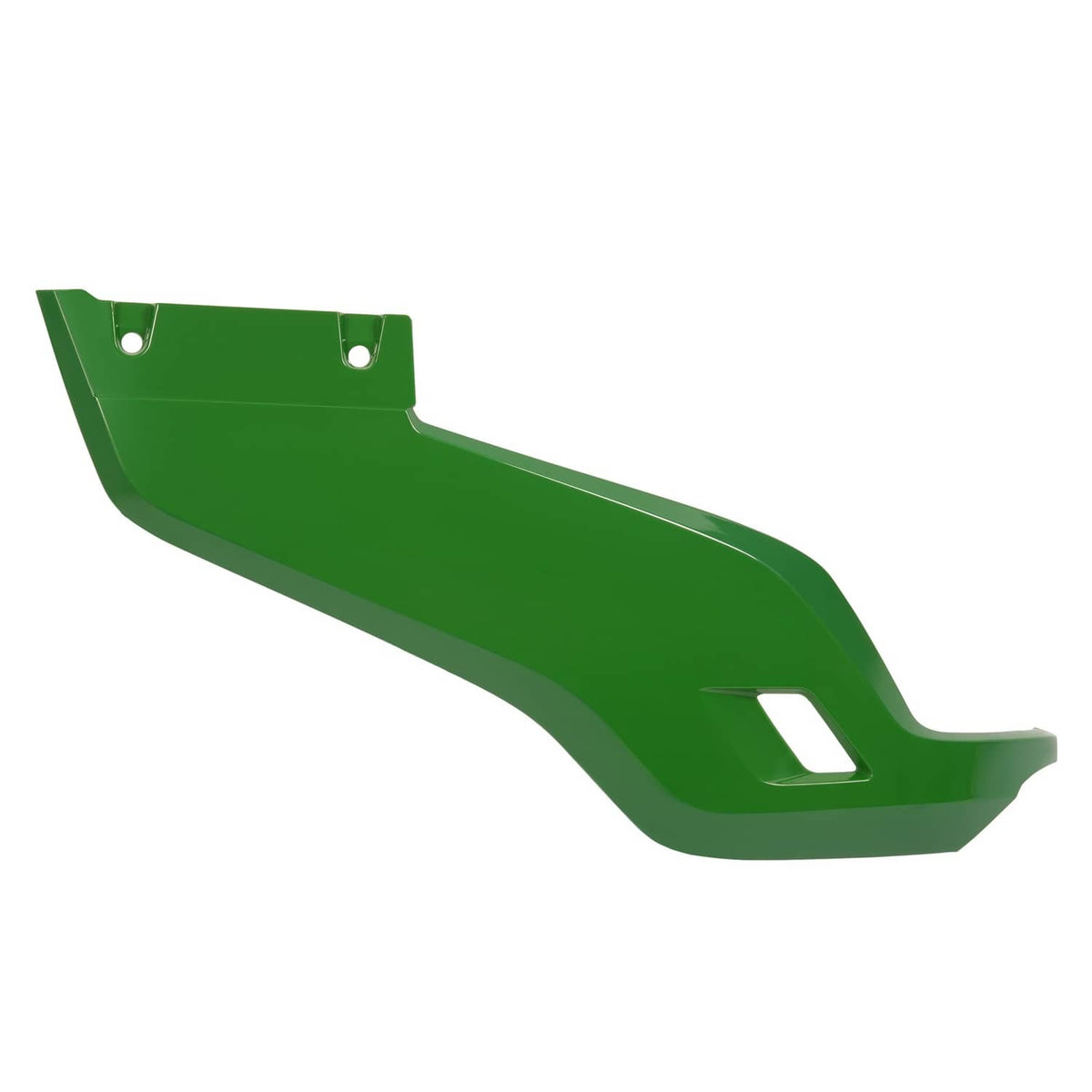 Green right hood side panel with rectangular cutout and top mounting holes