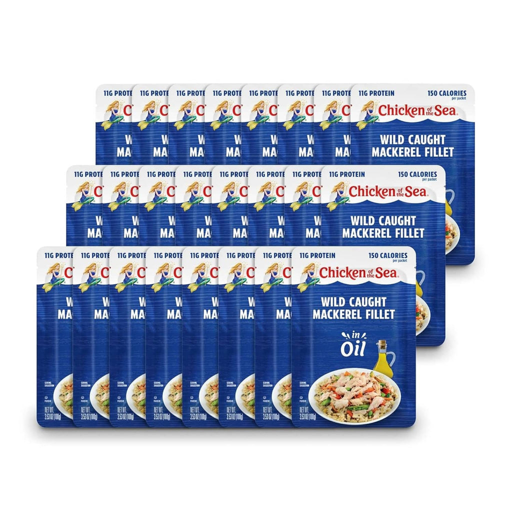 Chicken of the Sea mackerel fillet in oil, pack of 24 pouches